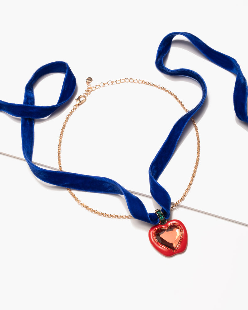 Disney Snow White Apple Heart Mirror Necklace