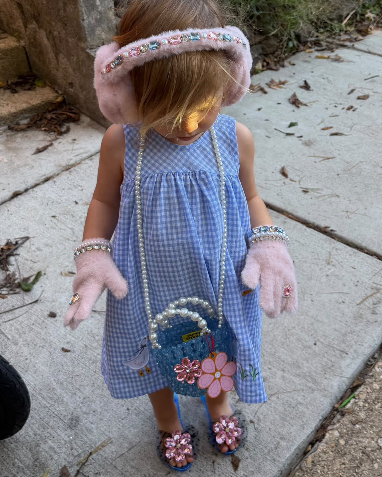 Cotton Candy Jeweled Gloves