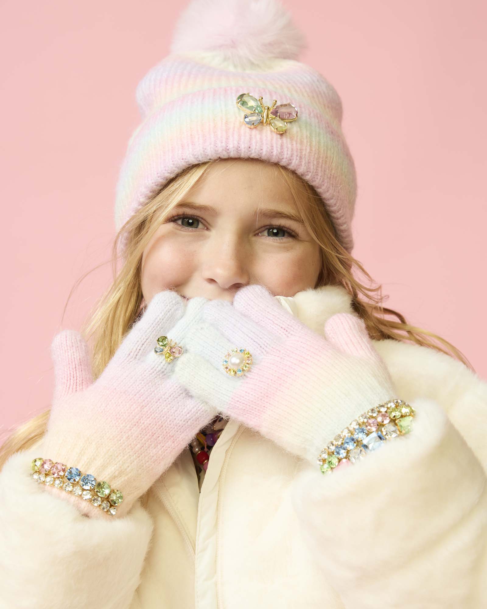 Pastel Rainbow Beanie & Glove Set