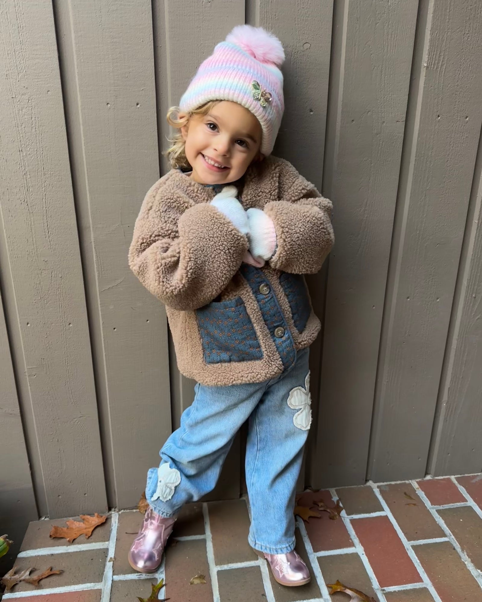 Pastel Rainbow Beanie & Glove Set